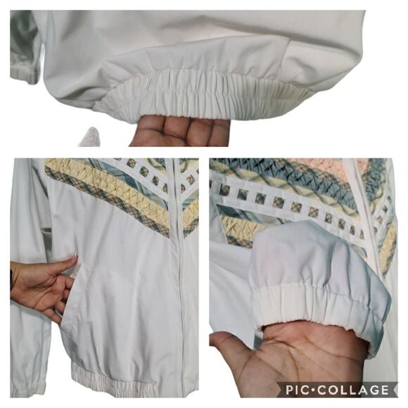 Vintage White Coloful Chevron Windbreaker Jacket S - Picture 12 of 14